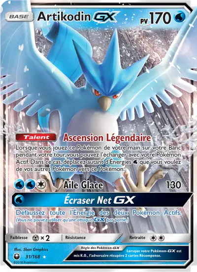 Image de la carte Pokemon Artikodin GX 31/168