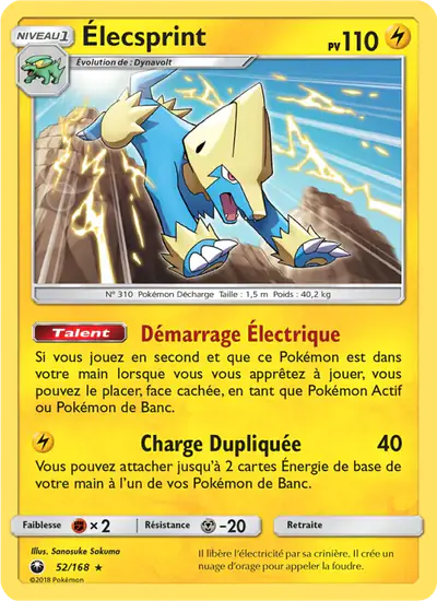 Image de la carte Pokemon Élecsprint 52/168