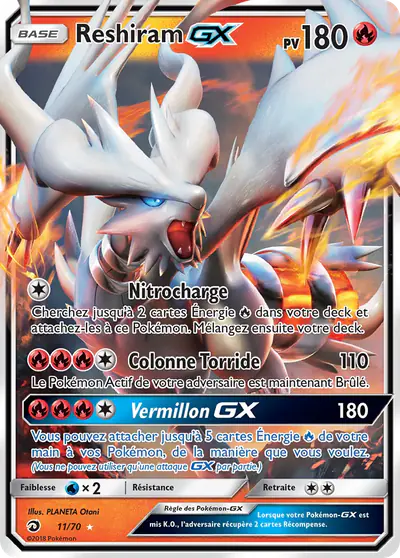 Image de la carte Pokemon Reshiram GX 11/70