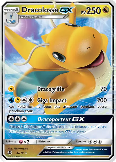 Image de la carte Pokemon Dracolosse GX 37/70