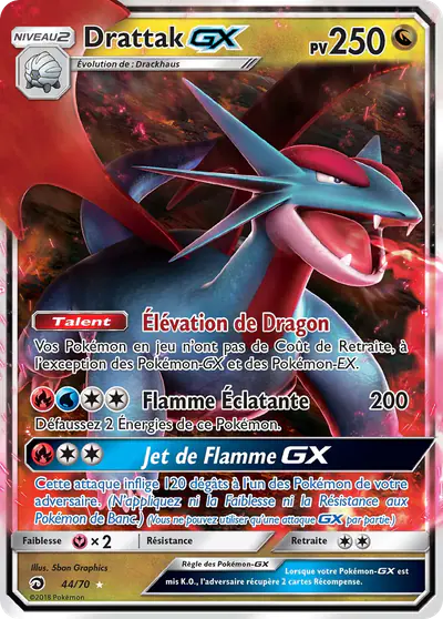 Image de la carte Pokemon Drattak GX 44/70