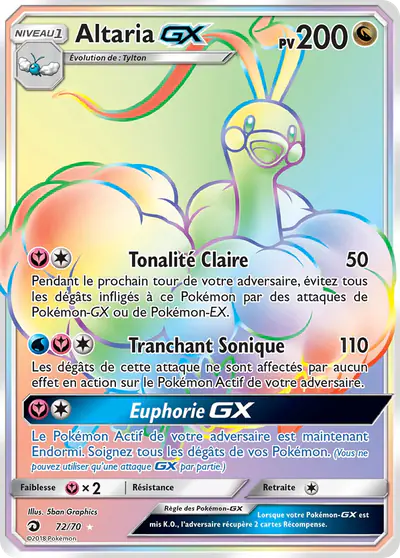 Image de la carte Pokemon Altaria GX 72/70