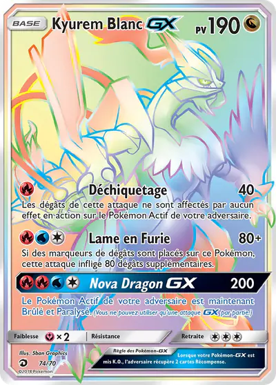 Image de la carte Pokemon Kyurem Blanc GX 74/70