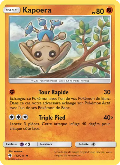 Image de la carte Pokemon Kapoera 113/214