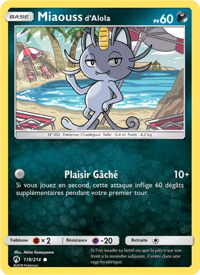 Image de la carte Pokemon Miaouss d'Alola 118/214