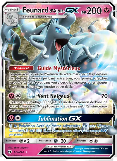 Image de la carte Pokemon Feunard d'Alola GX 132/214