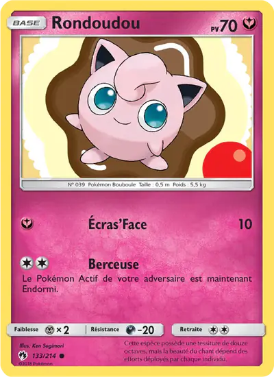 Image de la carte Pokemon Rondoudou 133/214