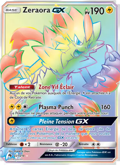Image de la carte Pokemon Zeraora GX 221/214