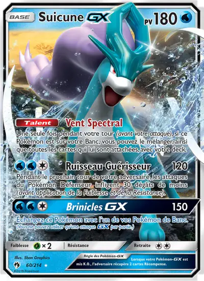 Image de la carte Pokemon Suicune GX 60/214