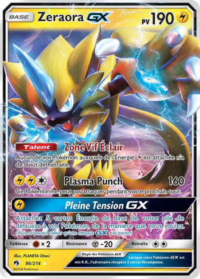 Image de la carte Pokemon Zeraora GX 86/214