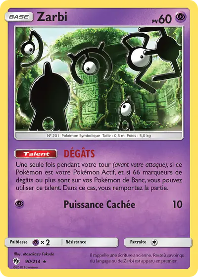 Image de la carte Pokemon Zarbi 90/214