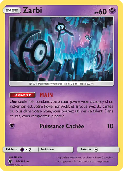 Image de la carte Pokemon Zarbi 91/214