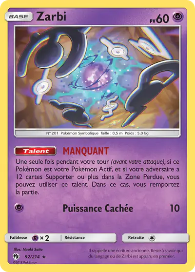 Image de la carte Pokemon Zarbi 92/214