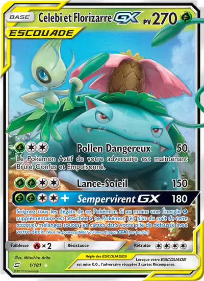 Image de la carte Pokemon Celebi et Florizarre GX 1/181