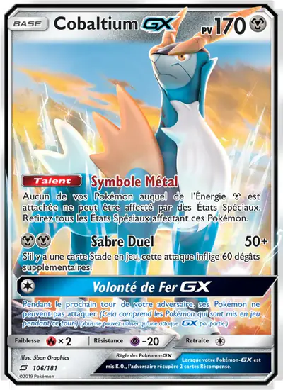 Image de la carte Pokemon Cobaltium GX 106/181
