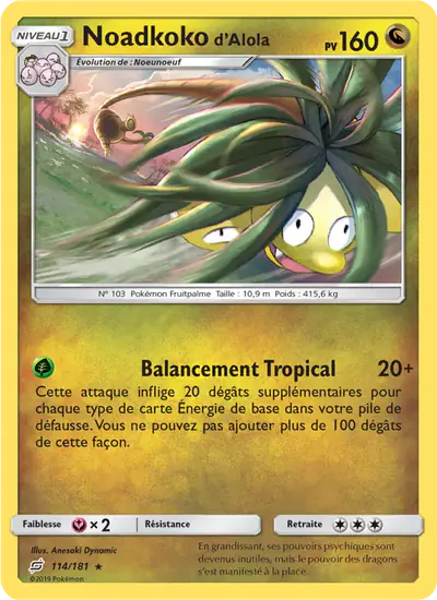 Image de la carte Pokemon Noadkoko d'Alola 114/181