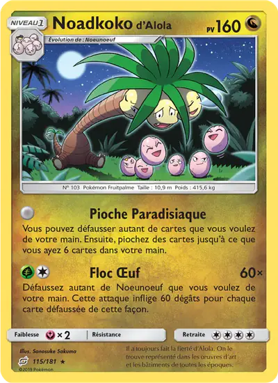 Image de la carte Pokemon Noadkoko d'Alola 115/181