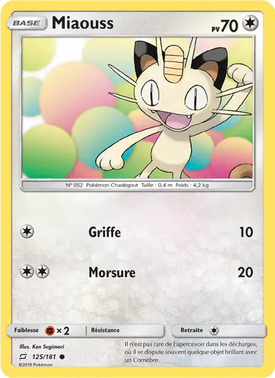 Image de la carte Pokemon Miaouss 125/181