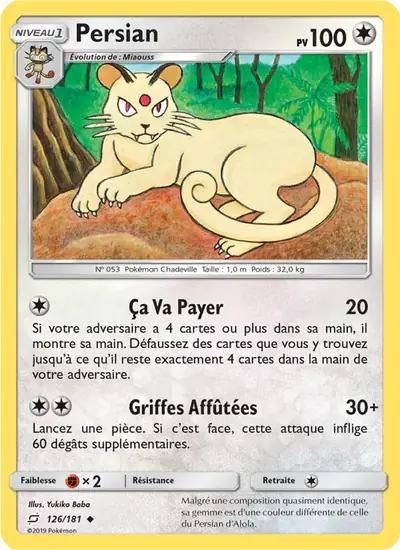 Image de la carte Pokemon Persian 126/181
