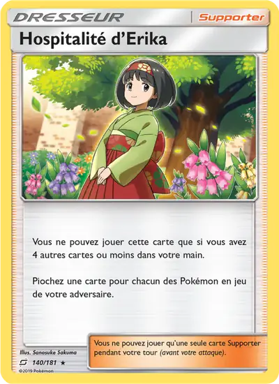 Image de la carte Pokemon Hospitalité d'Erika 140/181