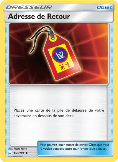 Image de la carte Pokemon Adresse de Retour 153/181