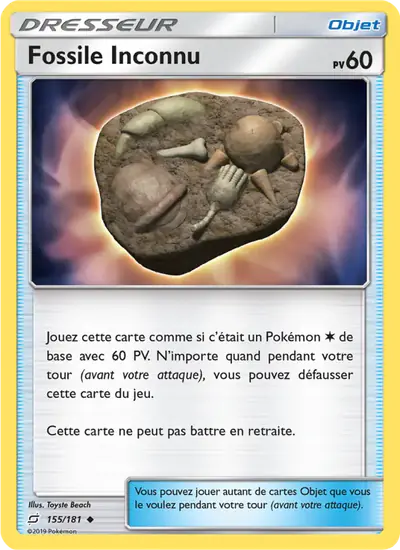 Image de la carte Pokemon Fossile Inconnu 155/181