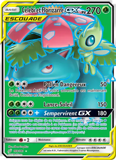 Image de la carte Pokemon Celebi et Florizarre GX 159/181