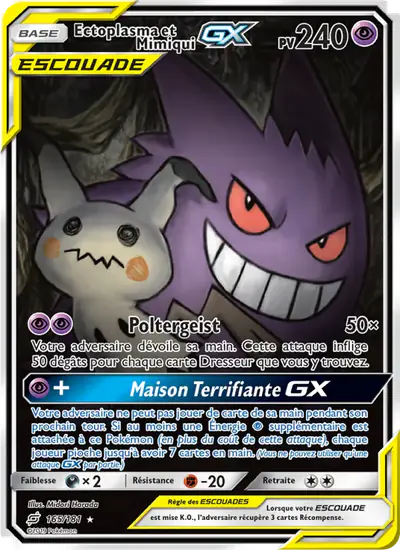 Image de la carte Pokemon Ectoplasma et Mimiqui GX 165/181