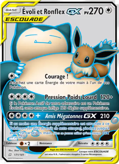 Image de la carte Pokemon Évoli et Ronflex GX 171/181
