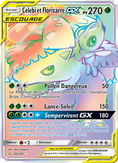 Image de la carte Pokemon Celebi et Florizarre GX 182/181