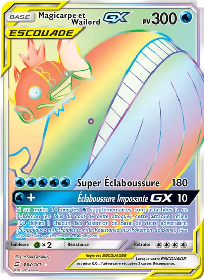 Image de la carte Pokemon Magicarpe et Wailord GX 183/181