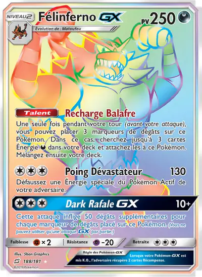 Image de la carte Pokemon Félinferno GX 188/181