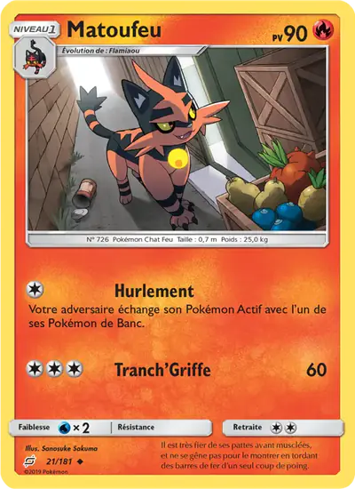 Image de la carte Pokemon Matoufeu 21/181