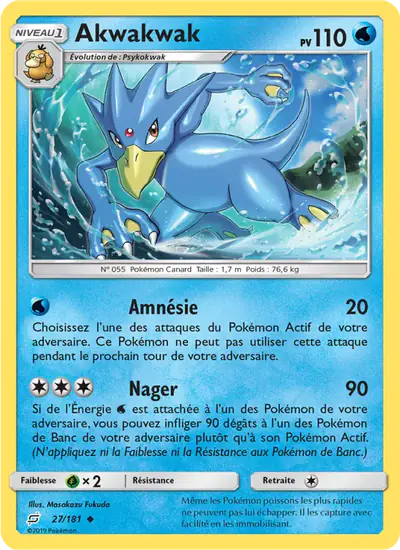 Image de la carte Pokemon Akwakwak 27/181