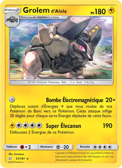 Image de la carte Pokemon Grolem d'Alola 37/181