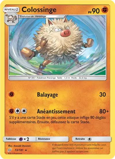Image de la carte Pokemon Colossinge 72/181