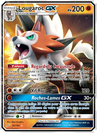 Image de la carte Pokemon Lougaroc GX 82/181