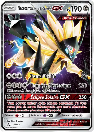 Image de la carte Pokemon Necrozma Crinière du Couchant GX SM102/248