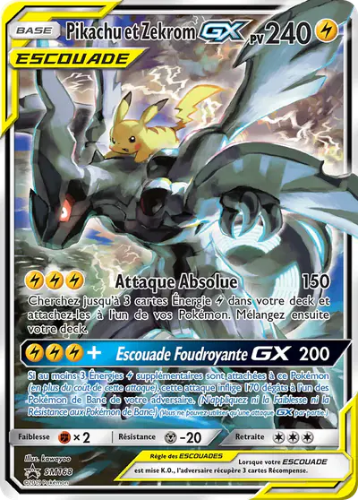 Image de la carte Pokemon Pikachu et Zekrom GX SM168/248