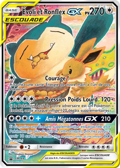 Image de la carte Pokemon Évoli et Ronflex GX SM169/248
