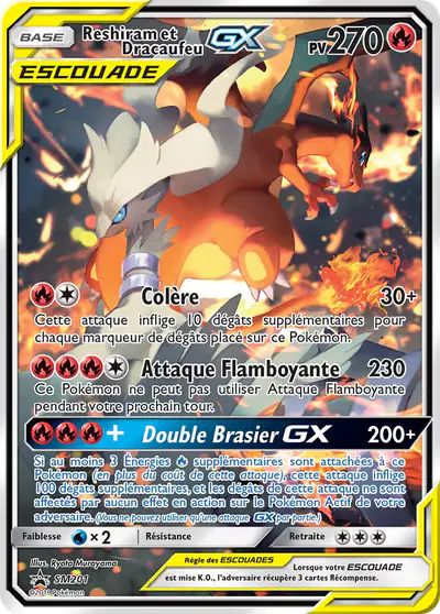 Image de la carte Pokemon Reshiram et Dracaufeu  GX SM201/248