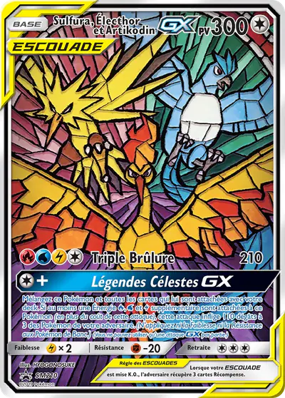 Image de la carte Pokemon Sulfura, Électhor et Artikodin GX SM210/248