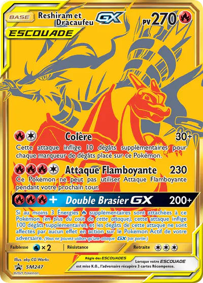 Image de la carte Pokemon Reshiram et Dracaufeu  GX SM247/248