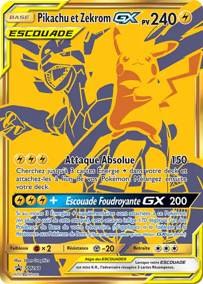 Image de la carte Pokemon Pikachu et Zekrom GX SM248/248