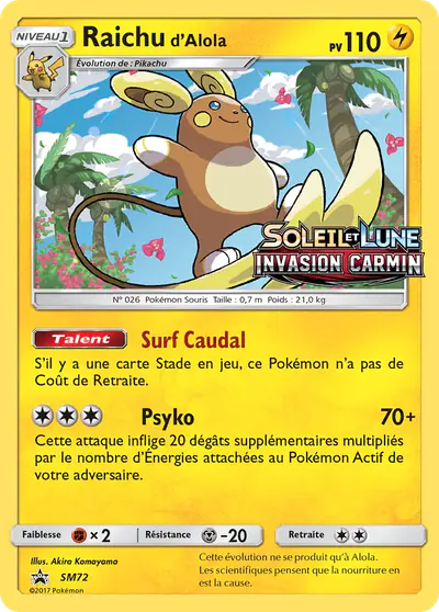 Image de la carte Pokemon Raichu d'Alola SM72/248