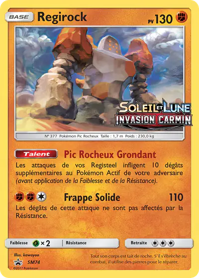 Image de la carte Pokemon Regirock SM74/248