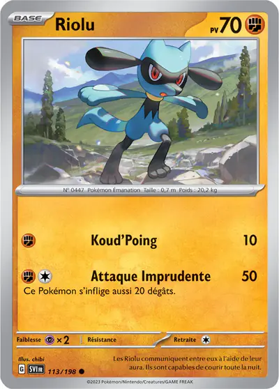 Image de la carte Pokemon Riolu 113/198