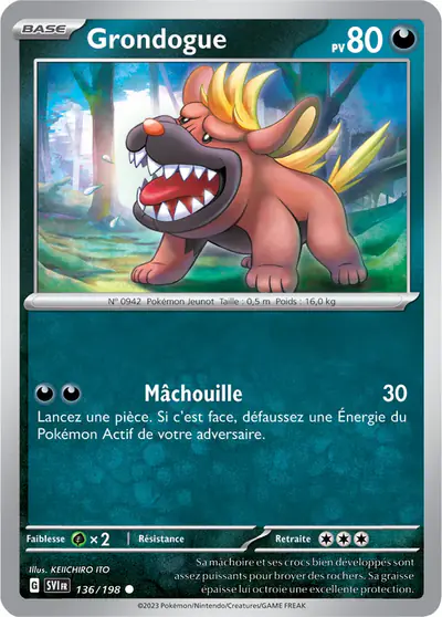 Image de la carte Pokemon Grondogue 136/198