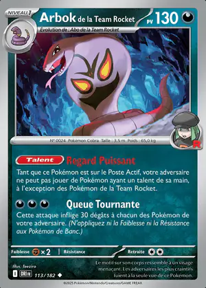 Arbok de la Team Rocket 113/182