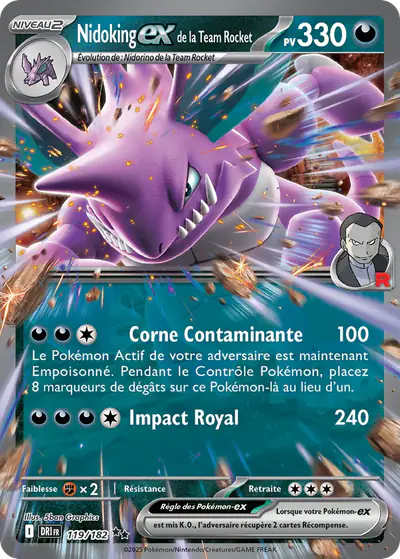 Image de la carte Pokemon Nidoking ex de la Team Rocket 119/182